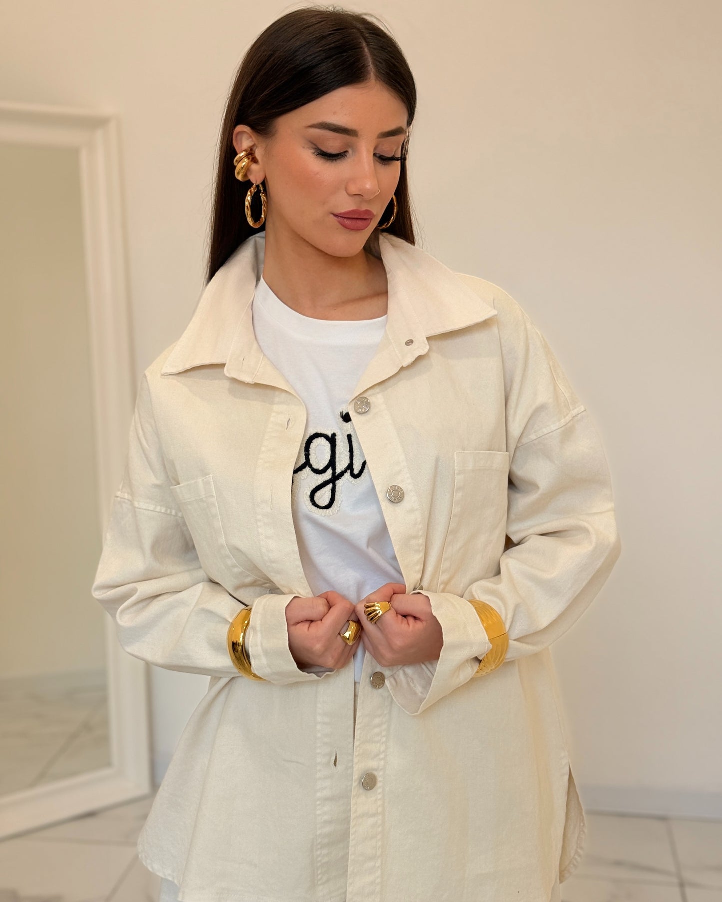 CAMICIA DENIM VICKY BEIGE