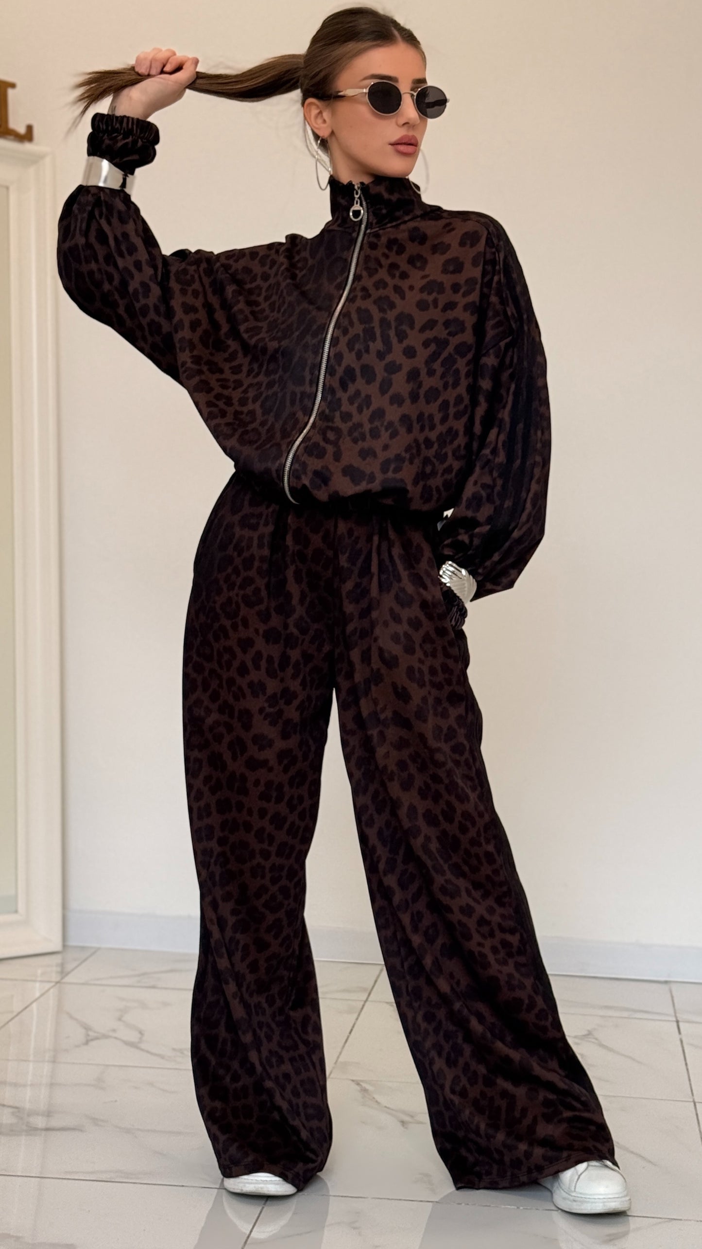 COMPLETO TUTA LEOPARD NERA