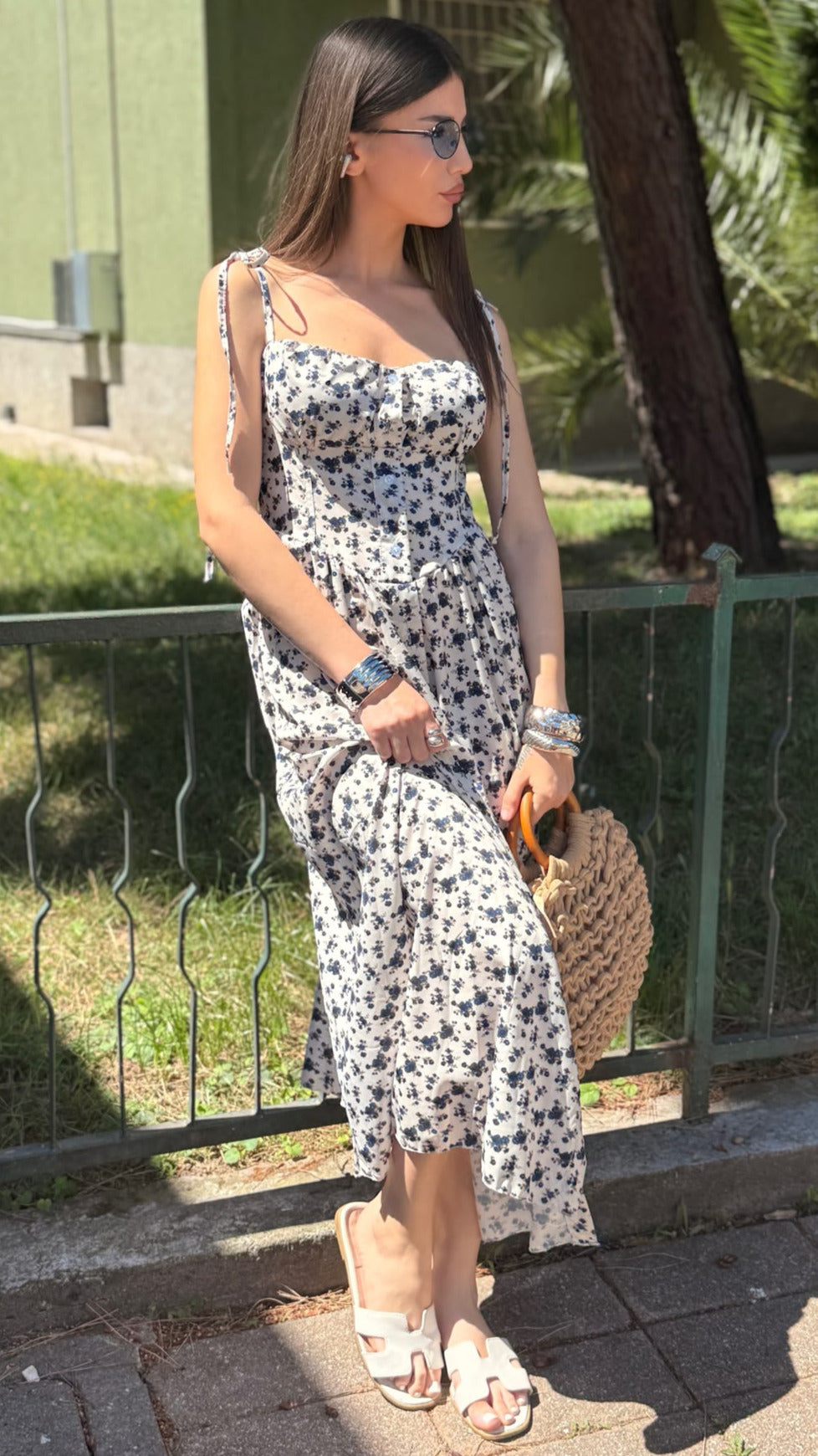 VESTITO FLOWER AZZURRO