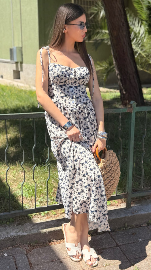 VESTITO FLOWER AZZURRO