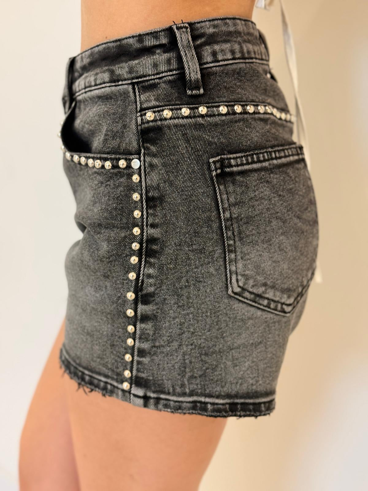 SHORTS DENIM BORCHIE NERO